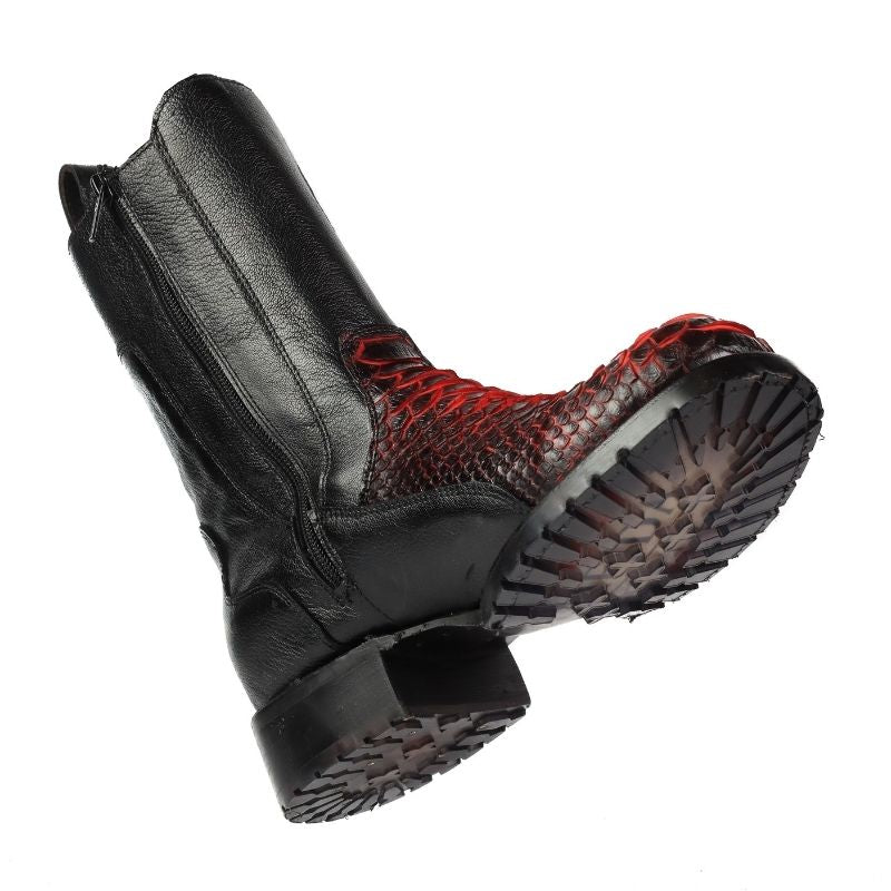 Bota Casual Biker Piton Negro/Rojo