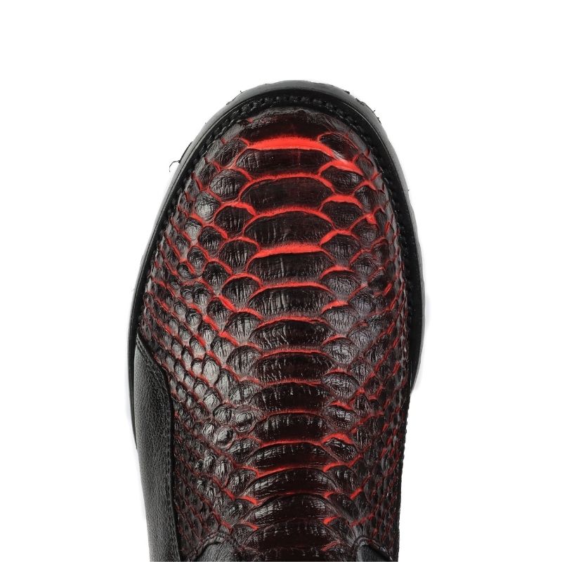 Bota Casual Biker Piton Negro/Rojo