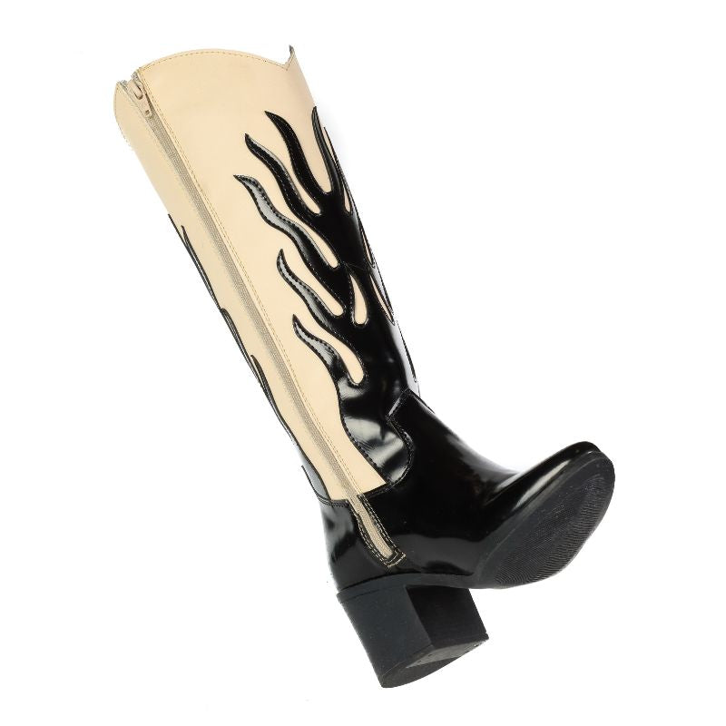 Bota Vaquera Medianoche Beige/Blanco