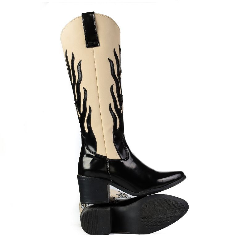 Bota Vaquera Medianoche Beige/Blanco
