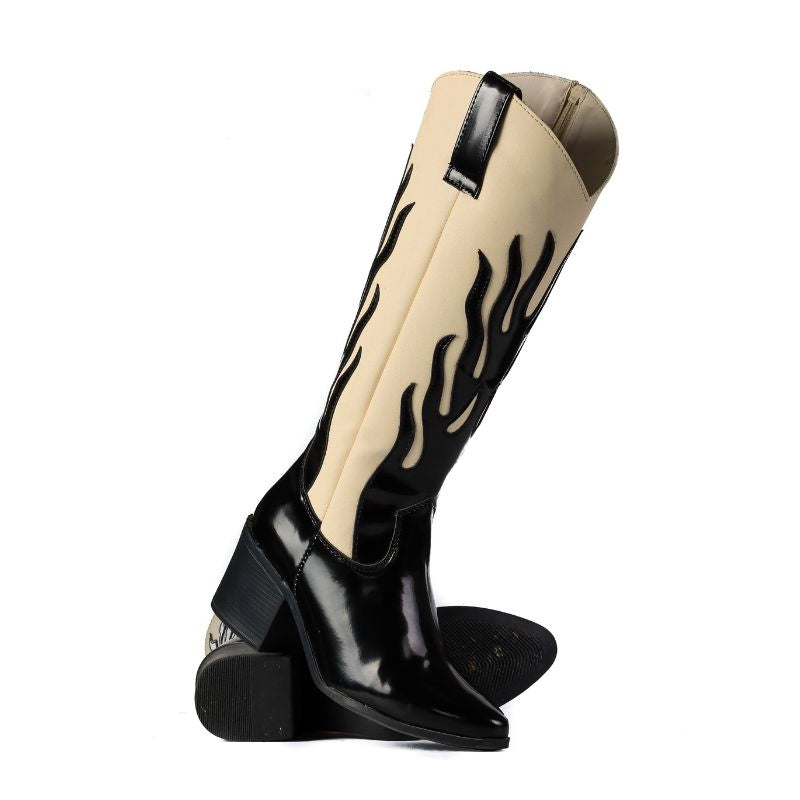 Bota Vaquera Medianoche Beige/Blanco
