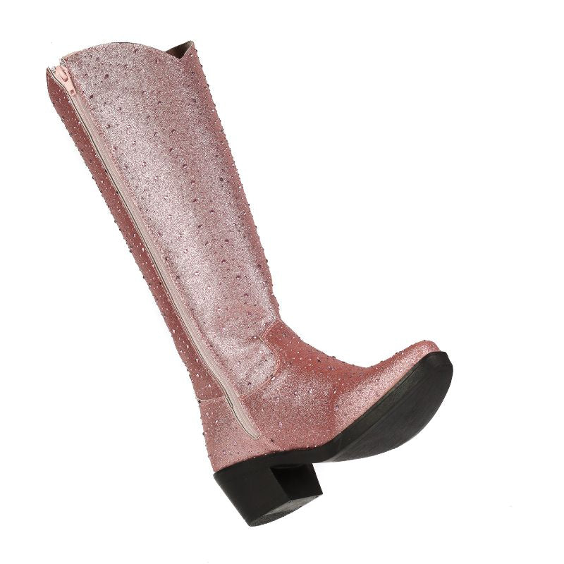 Bota Vaquera Brillo del Oeste Rosa