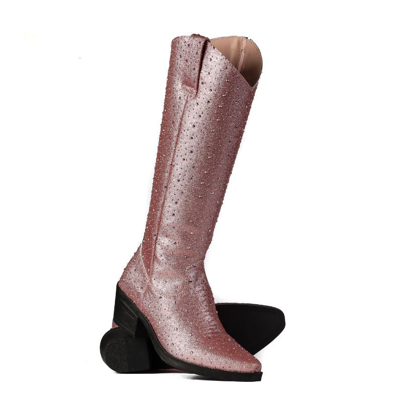 Bota Vaquera Brillo del Oeste Rosa